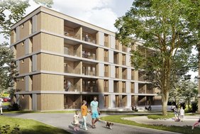 Gefördertes Wohnen in Holzbauweise, Foto: Stadtbau Pforzheim